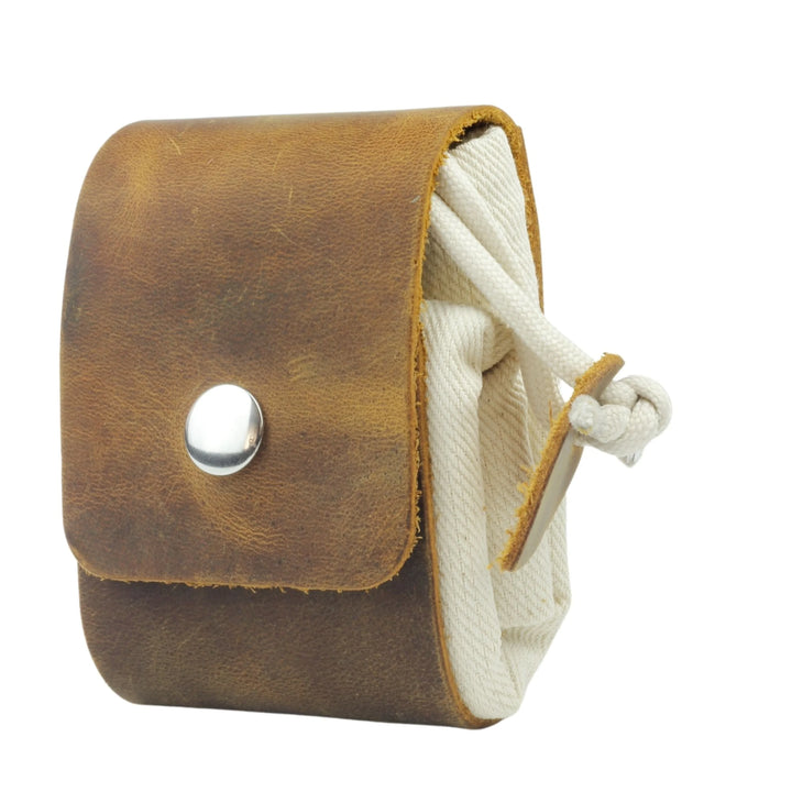 Leather Foraging Pouch — Camel-Off-White