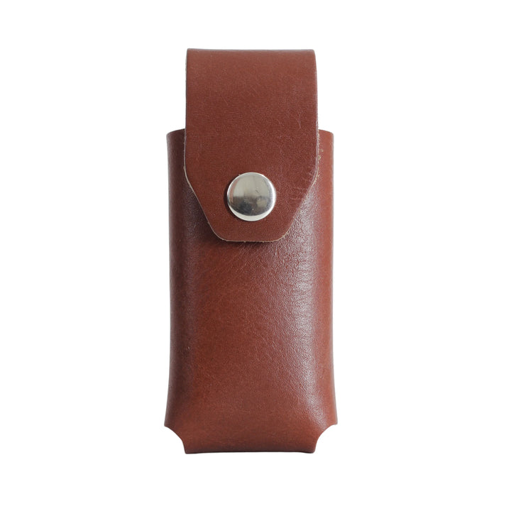 Brown full grain leather multitool sheath with snap closure #Brown