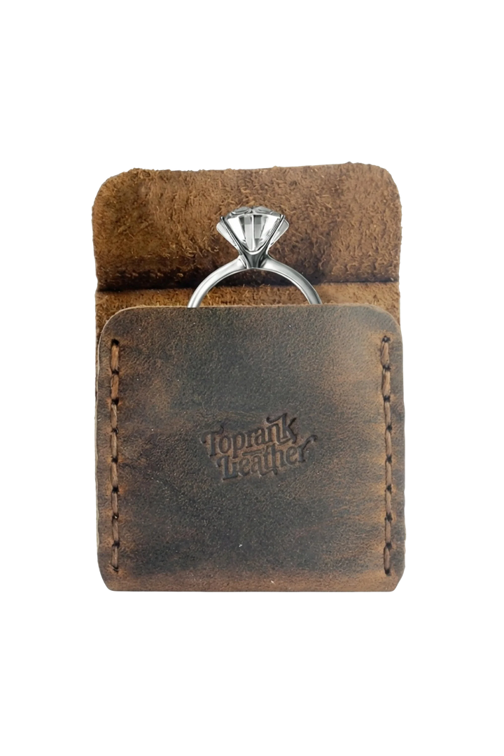 Tan leather wedding ring case, handmade ring box #Tan