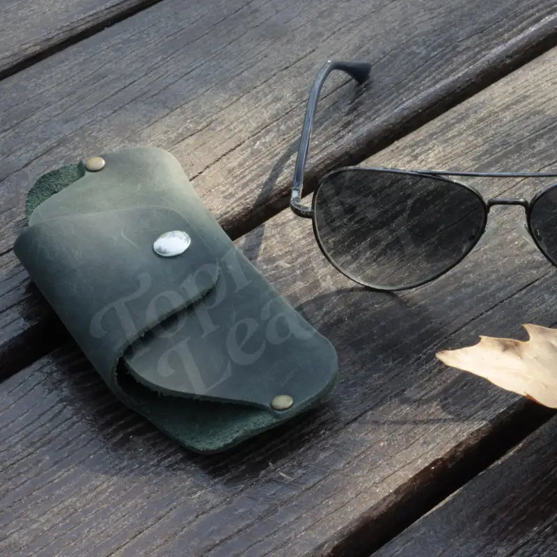 Premium Leather Eyeglass & Sunglasses Case with Slim Leather Sunglasses Case design