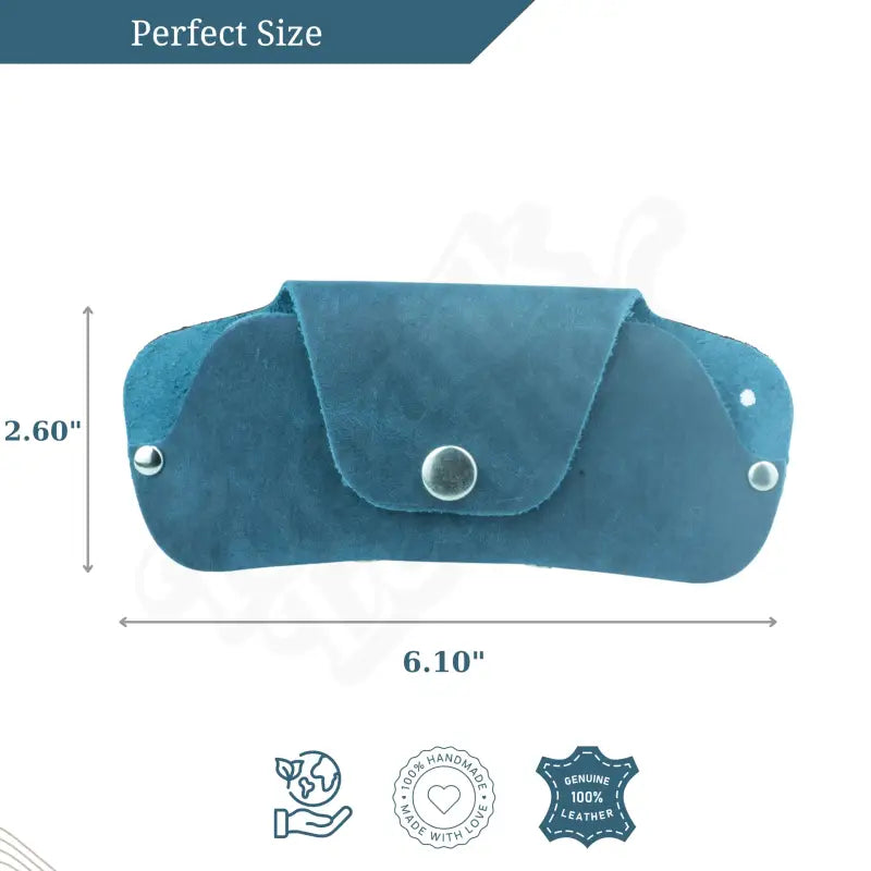 Blue Leather Eyeglass Case for Sunglasses and Glasses - Slim Leather Eyeglass Case