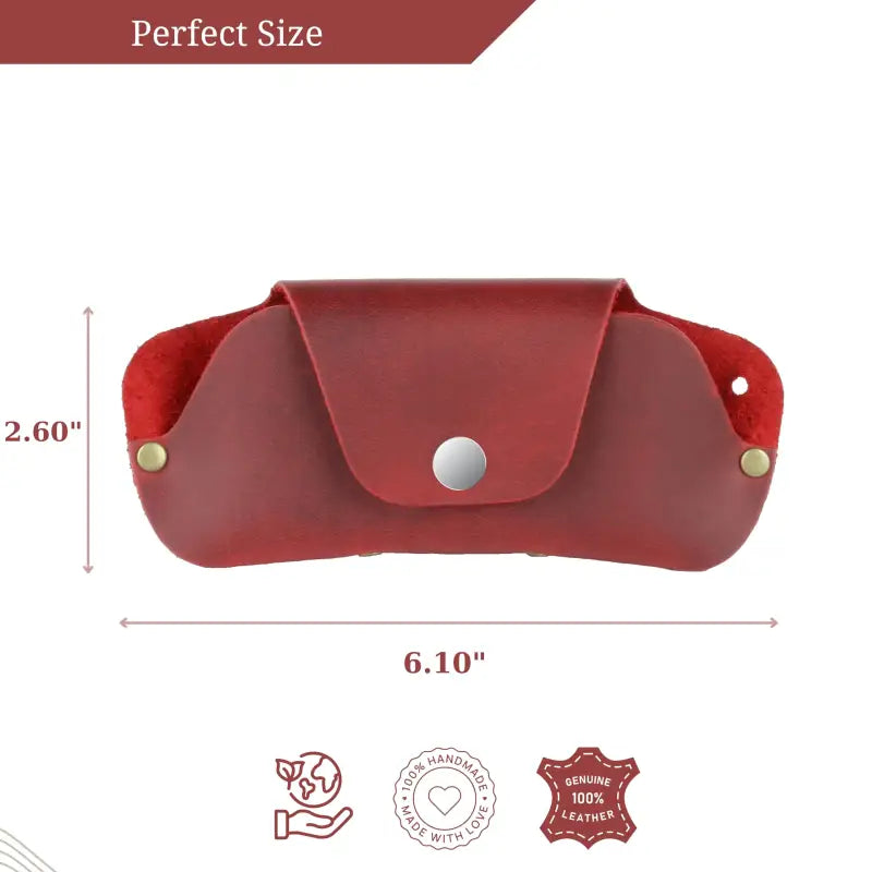 Red leather eyeglass case for stylish and slim leather sunglasses case storage