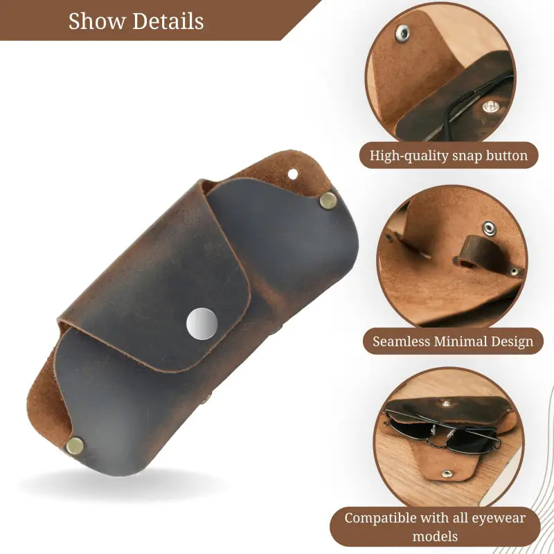 Brown leather sunglasses case in Premium Leather Eyeglass & Sunglasses Case product