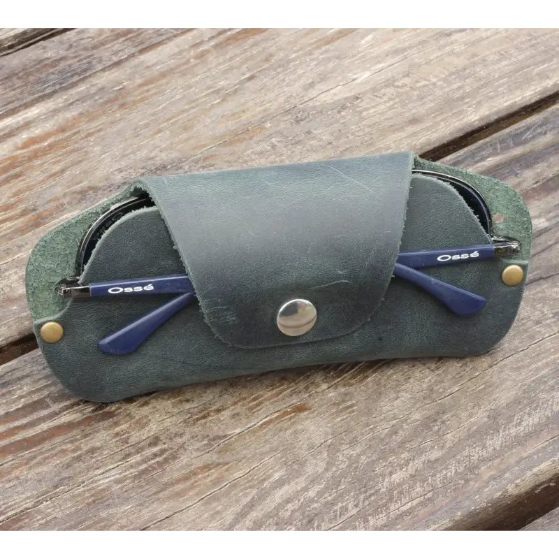 Premium Leather Eyeglass & Sunglasses Case with slim leather eyeglass case and glasses