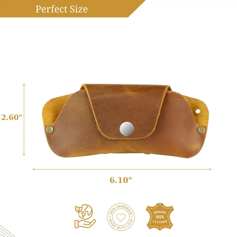 Brown leather eyeglass case for premium slim leather eyeglass and sunglasses storage
