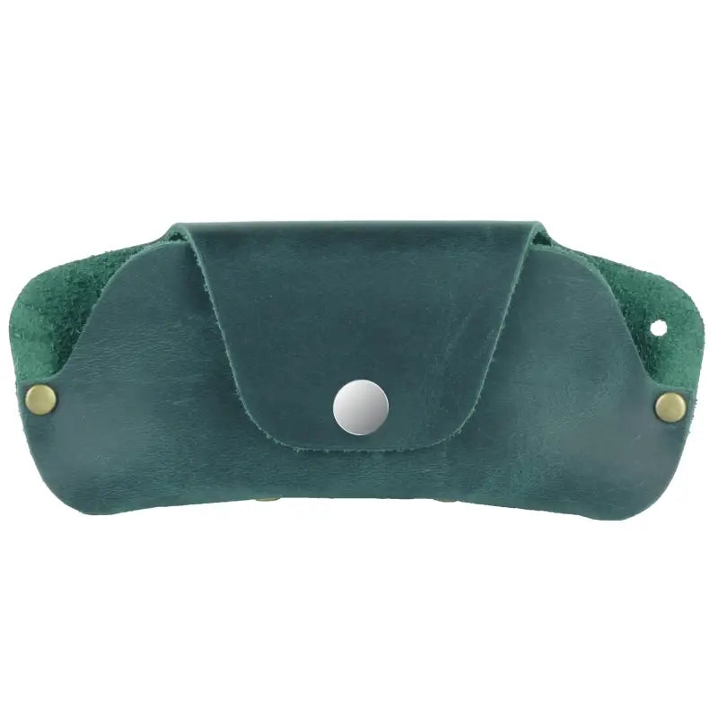 Green leather eyeglass case for sunglasses and glasses in a premium slim eyeglass case