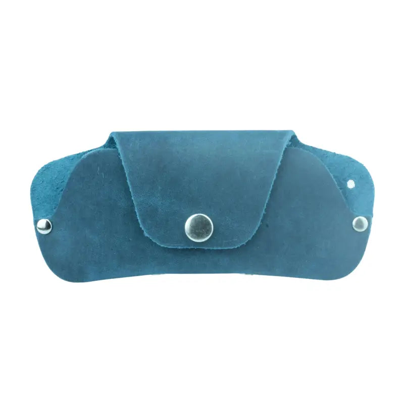 Blue leather eyeglass case for stylish sunglasses and slim eyeglass storage
