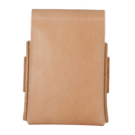 A light tan leather pouch with a textured finish, shown against a solid white background. 