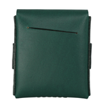 A dark green leather pouch with black trim and a horizontal stitched detail on the front, shown against a plain white background. 