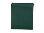 Gable leather flap wallet in Green shown closed from the back. 