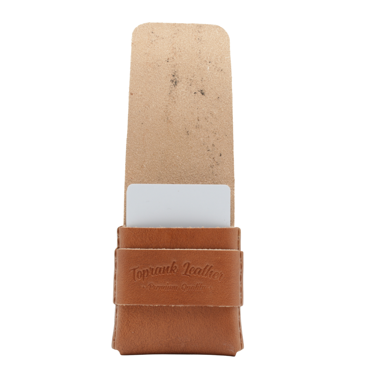Brown leather case with a white interior on a white background 