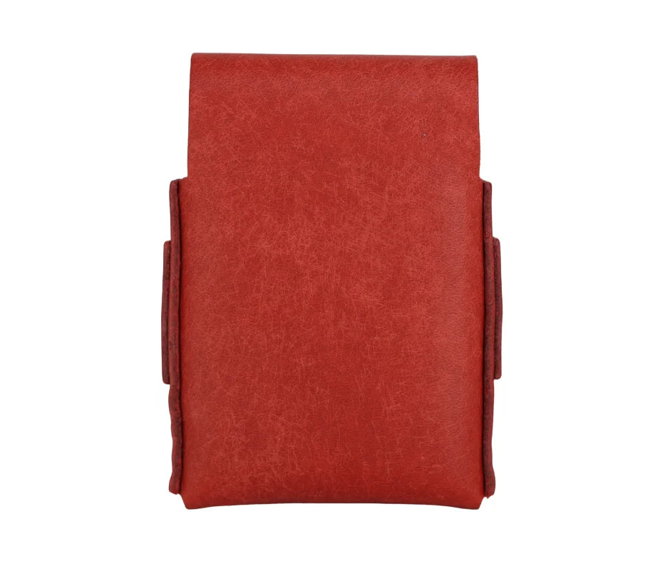 Slade Slim leather card holder in Red Pueblo shown from the top on a white background. 