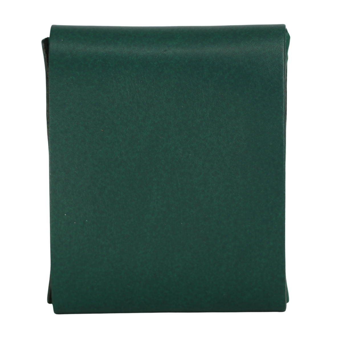 Gable leather flap wallet in Green shown closed from the back. 