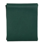 Gable leather flap wallet in Green shown closed from the back. 
