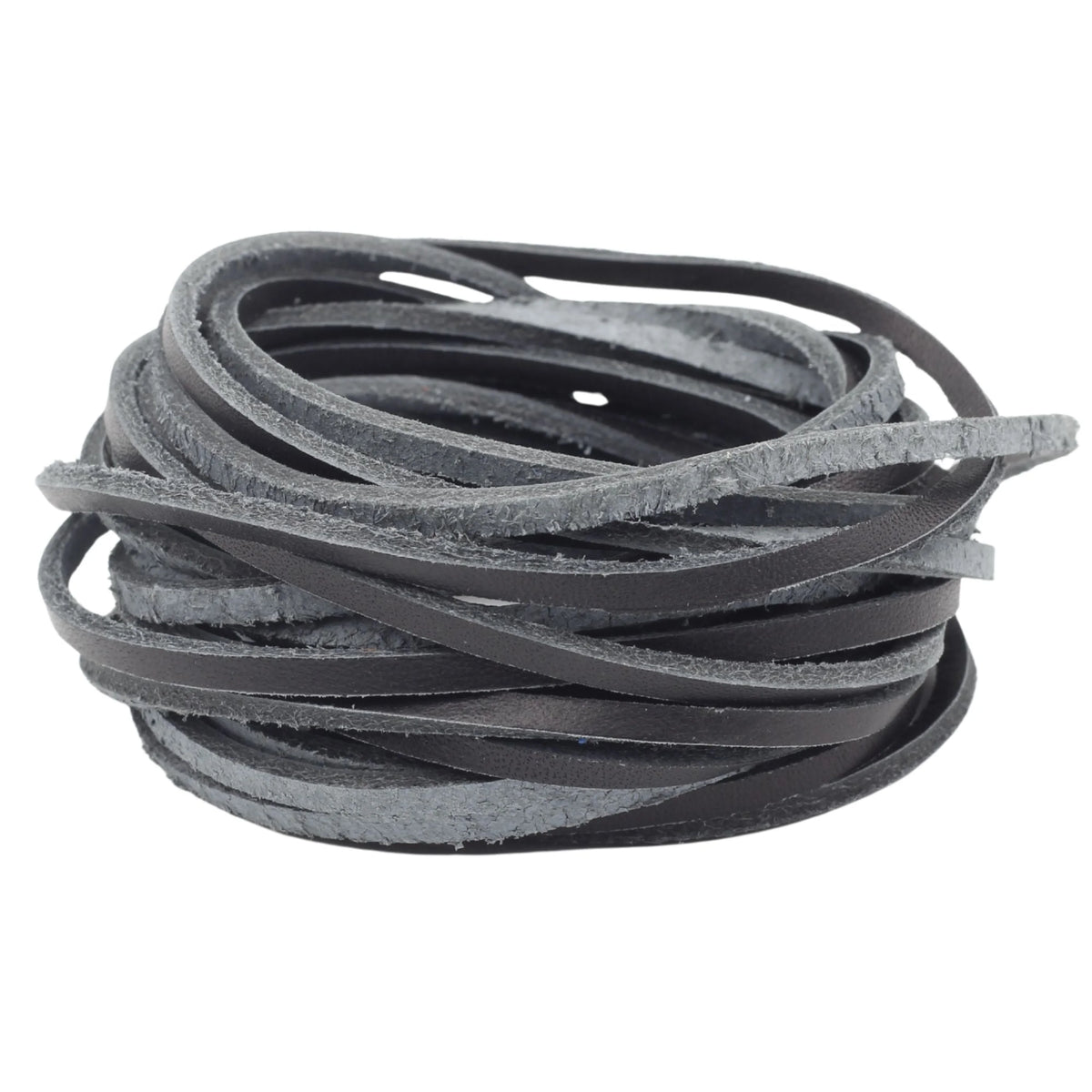 Black flat leather cord lace for leather crafts 