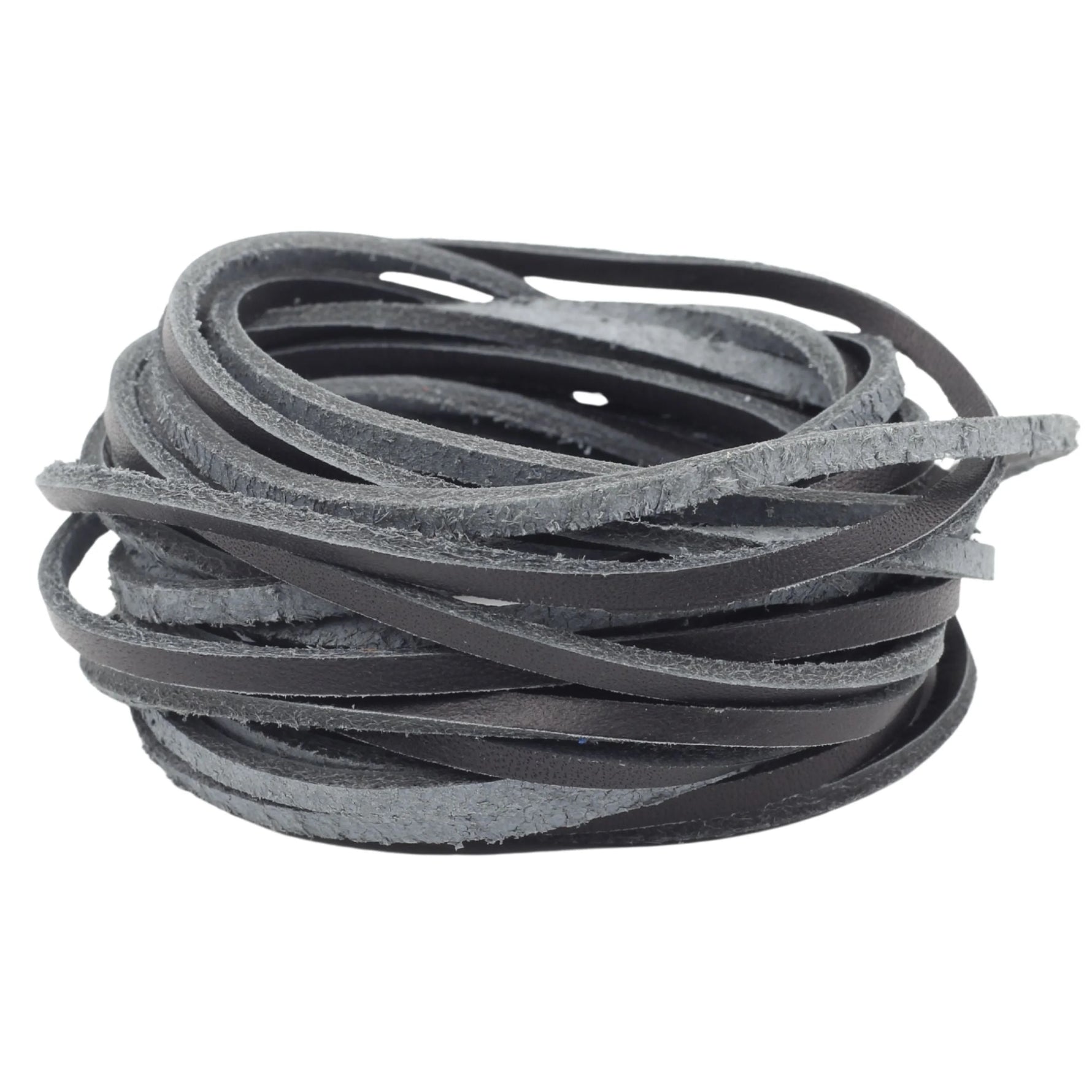 Black flat leather cord lace for leather crafts 