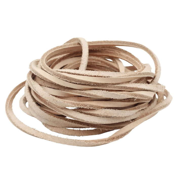 Natural flat leather cord lace for leather crafts #Natural