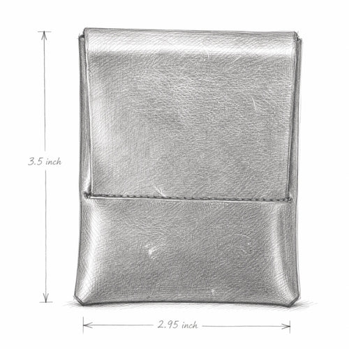 Flint leather card holder measurements — 7.5 × 8.9 cm (2.95 × 3.5 in) closed — measurements