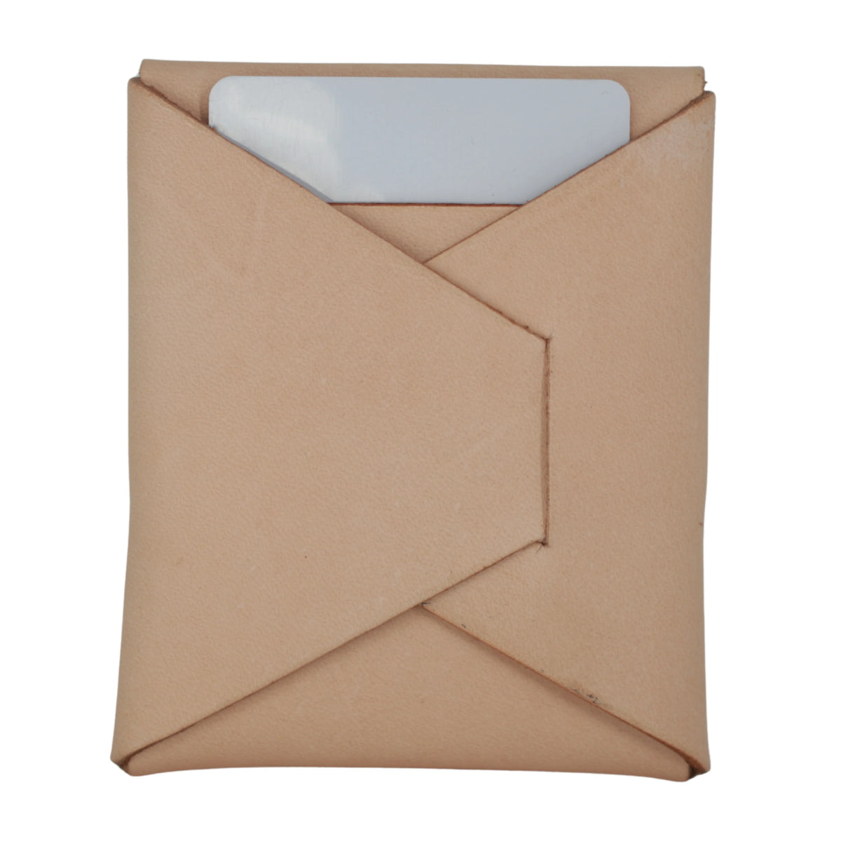 A light brown kraft paper envelope-style sleeve with a diagonal flap closure, shown on a plain white background. A white rectangular card is partially visible inside the top flap. 
