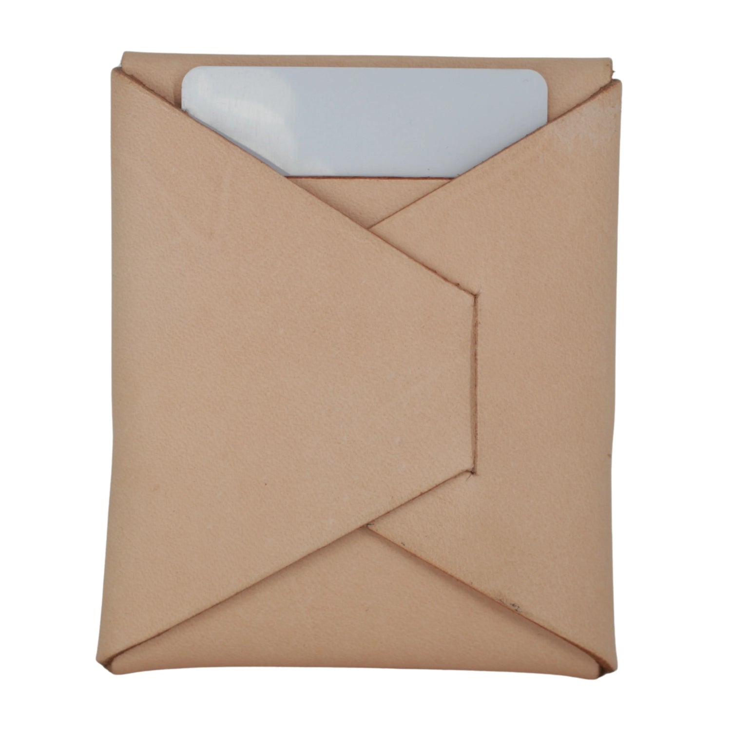 A light brown kraft paper envelope-style sleeve with a diagonal flap closure, shown on a plain white background. A white rectangular card is partially visible inside the top flap.