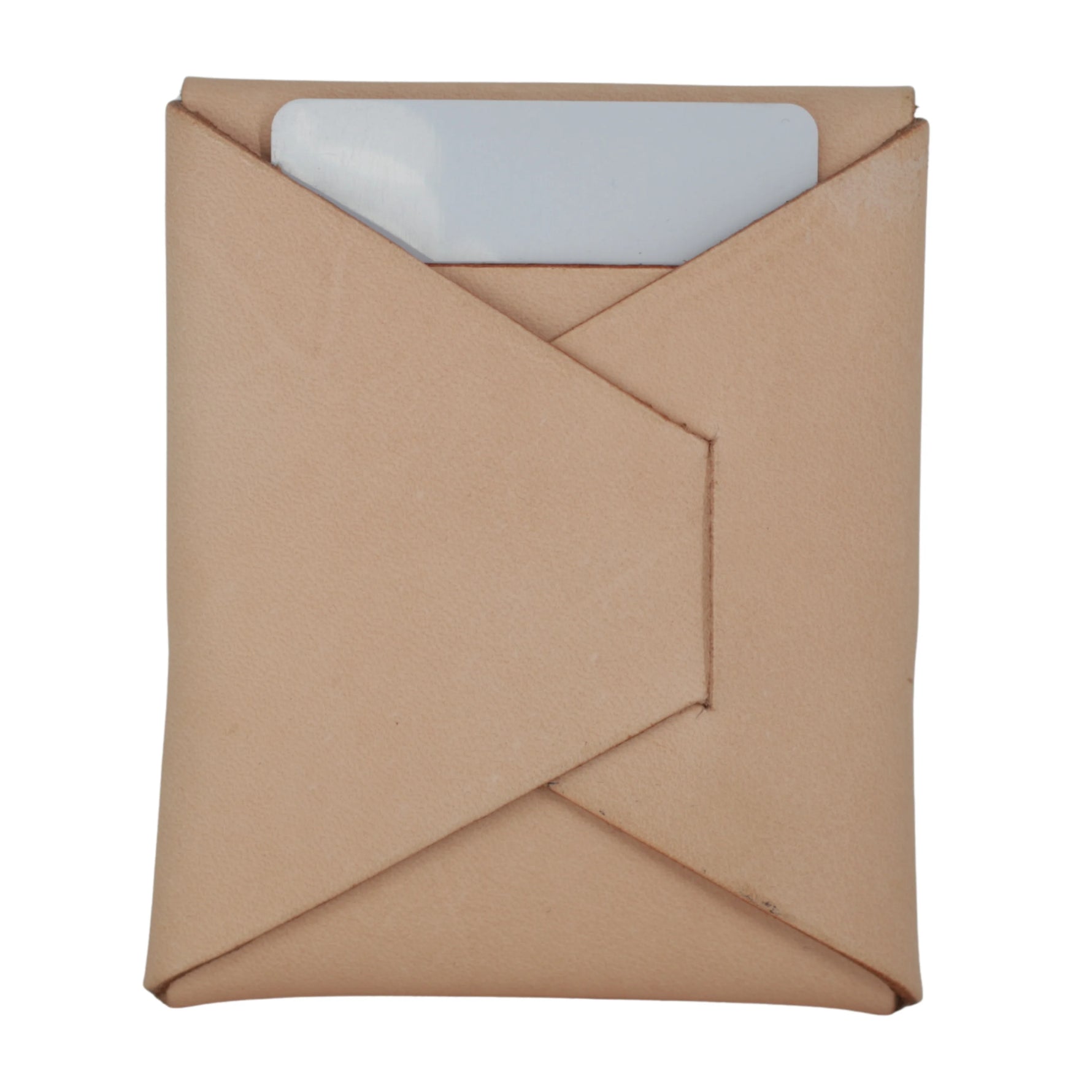 A light brown kraft paper envelope-style sleeve with a diagonal flap closure, shown on a plain white background. A white rectangular card is partially visible inside the top flap. 