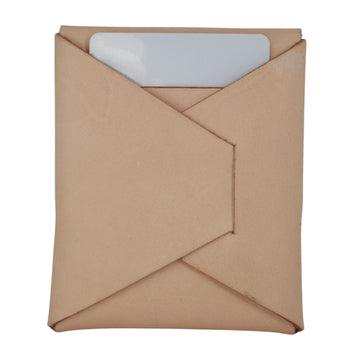 A light brown kraft paper envelope-style sleeve with a diagonal flap closure, shown on a plain white background. A white rectangular card is partially visible inside the top flap. #Natural