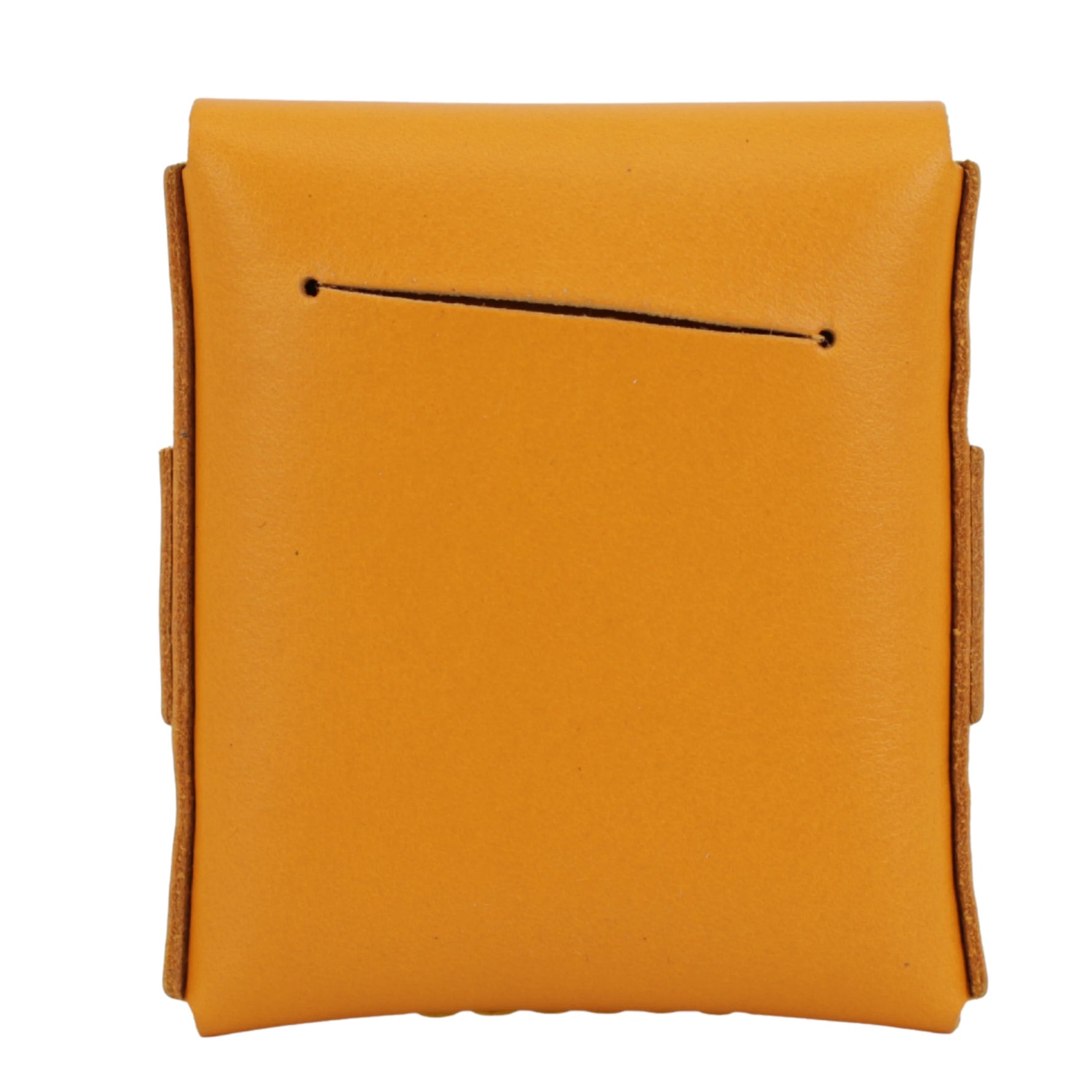 Orange leather pouch on a white background 