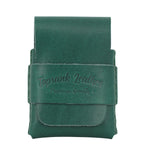 Green leather pouch with 'Toprank Leather Premium Quality' branding on a white background 