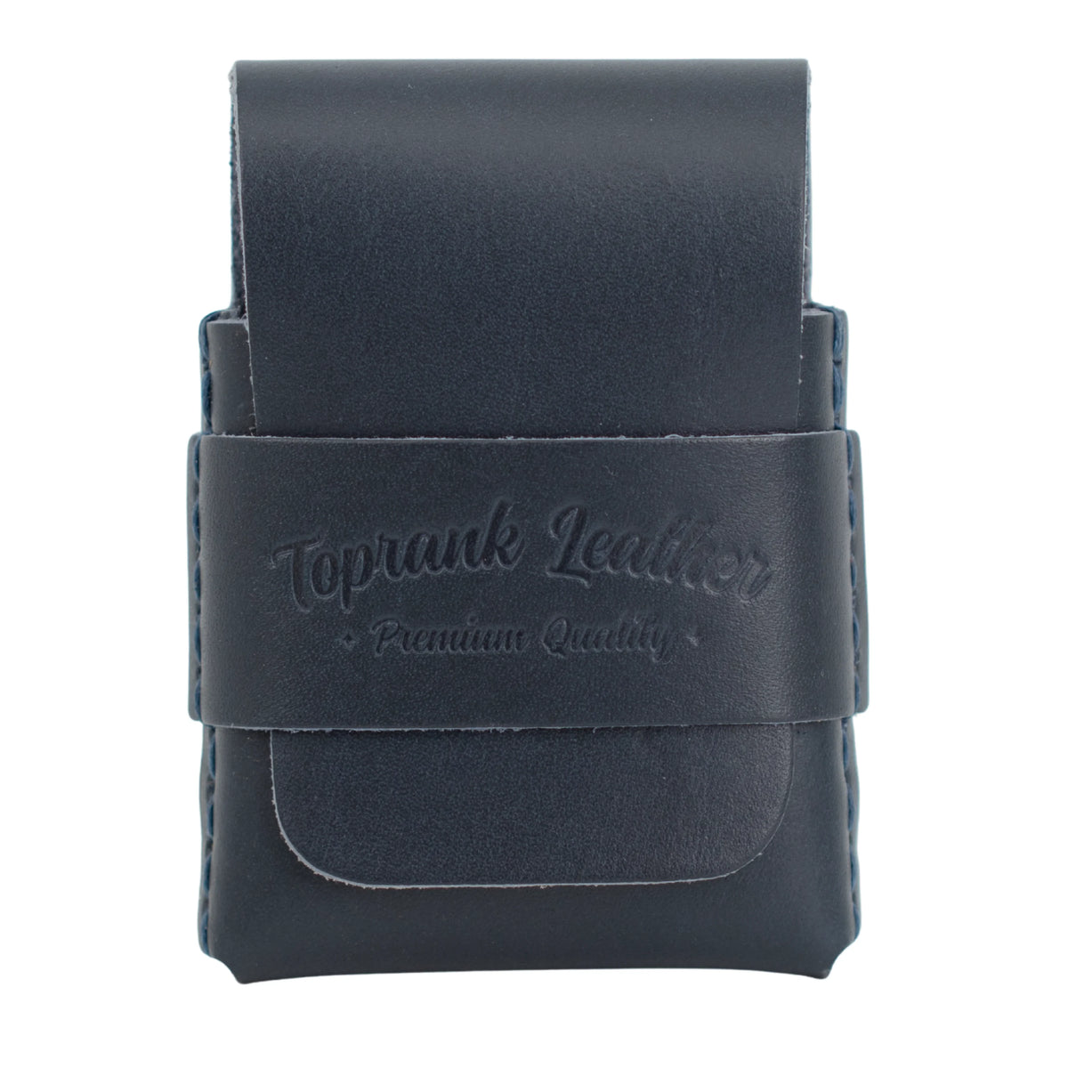 Black leather pouch with 'Toprank Leather' branding on a white background 