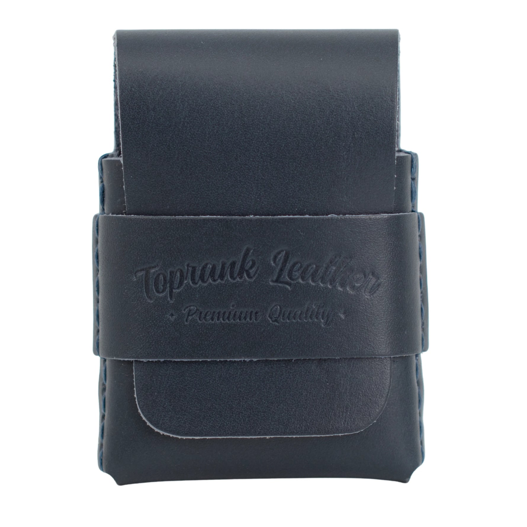 Black leather pouch with 'Toprank Leather' branding on a white background 