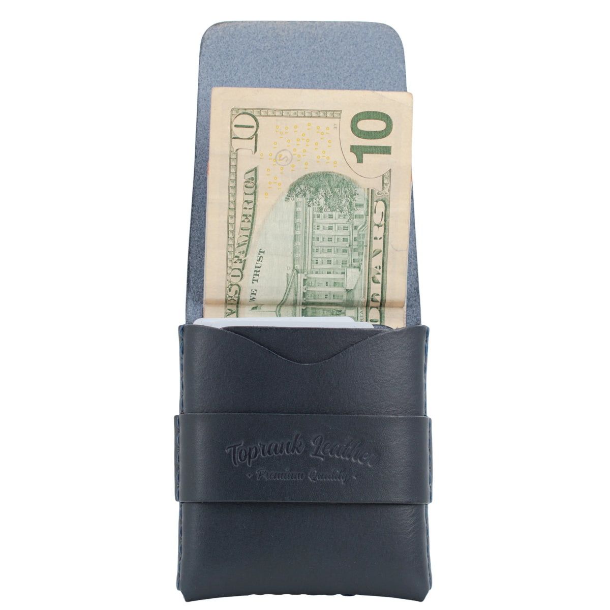 Slade Classic navy blue vegetable-tanned leather bifold wallet 