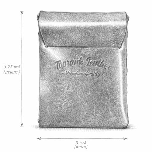 Gable leather wallet measurements — 7.6 × 9.5 cm (3 × 3.75 in) closed — measurements