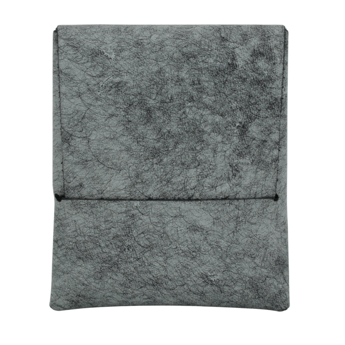 Gray textured fabric pouch on a white background 