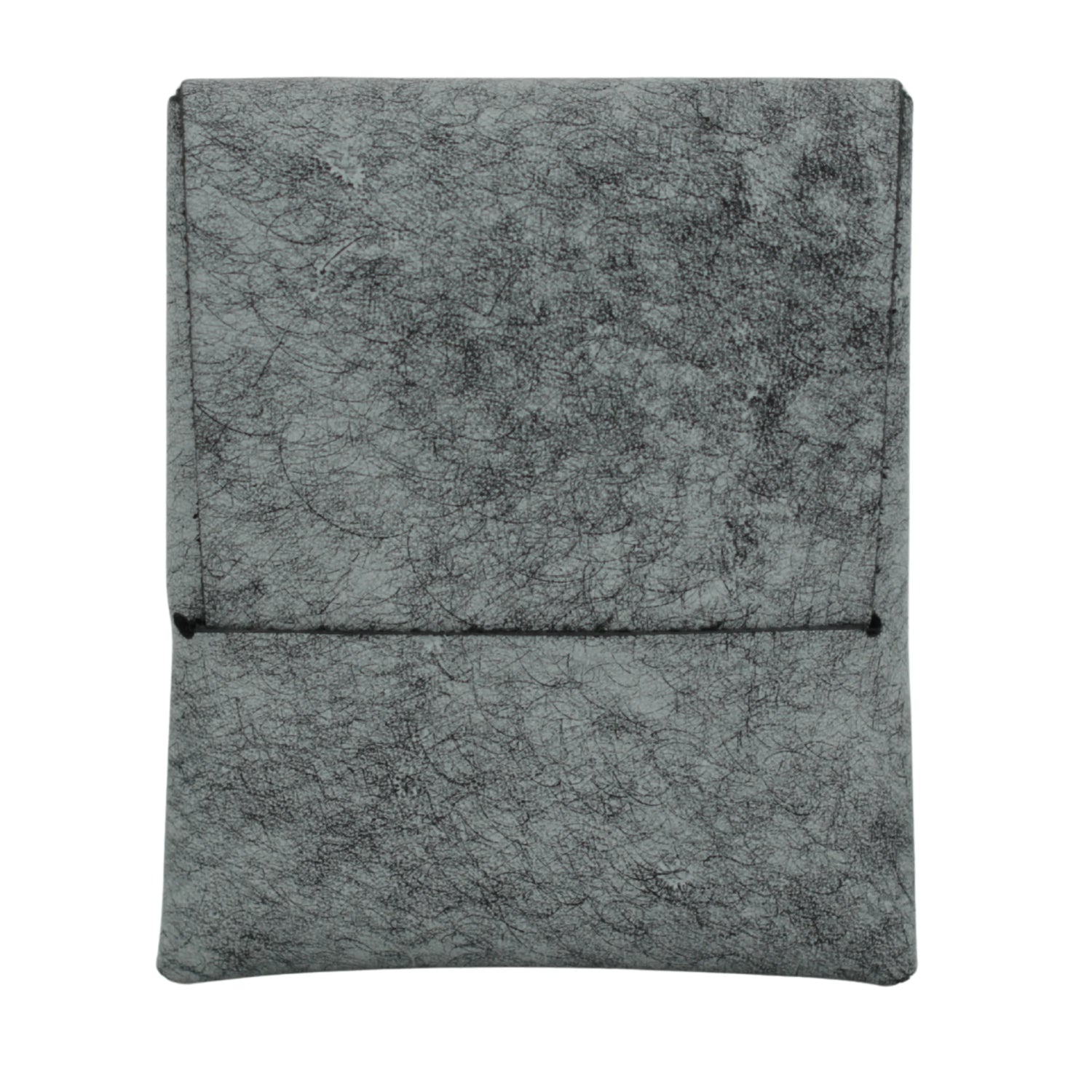 Gray textured fabric pouch on a white background