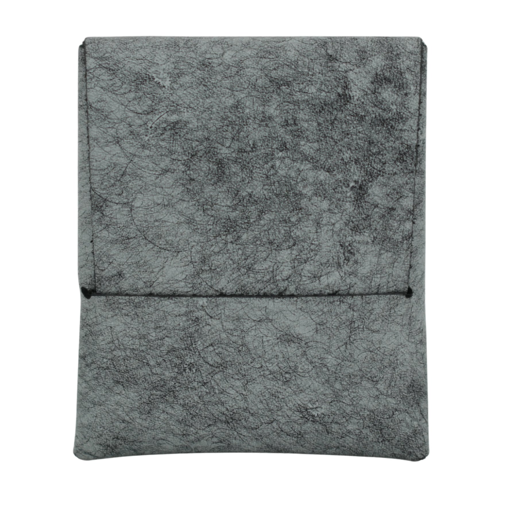 Gray textured fabric pouch on a white background 