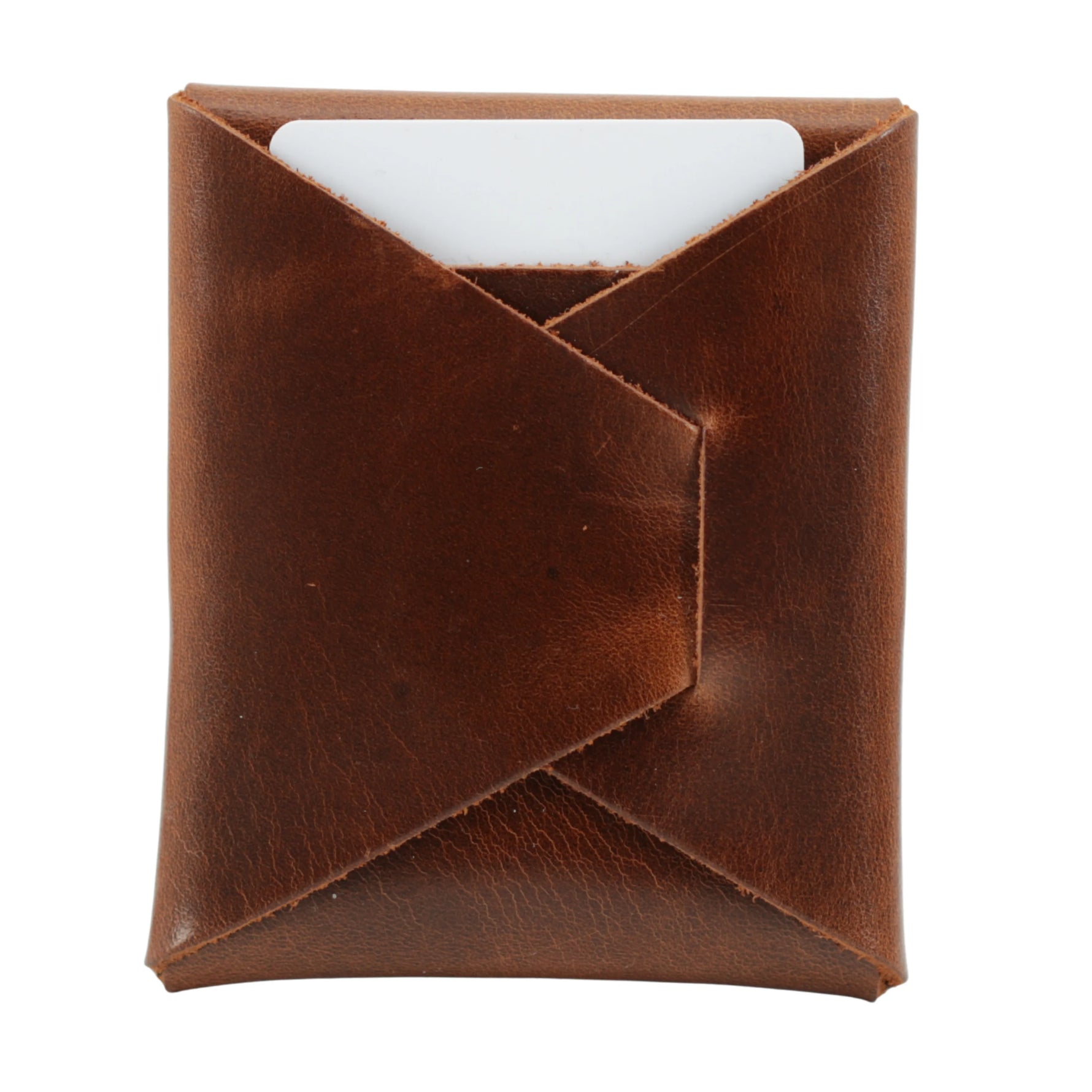 Brown leather card holder on a white background 