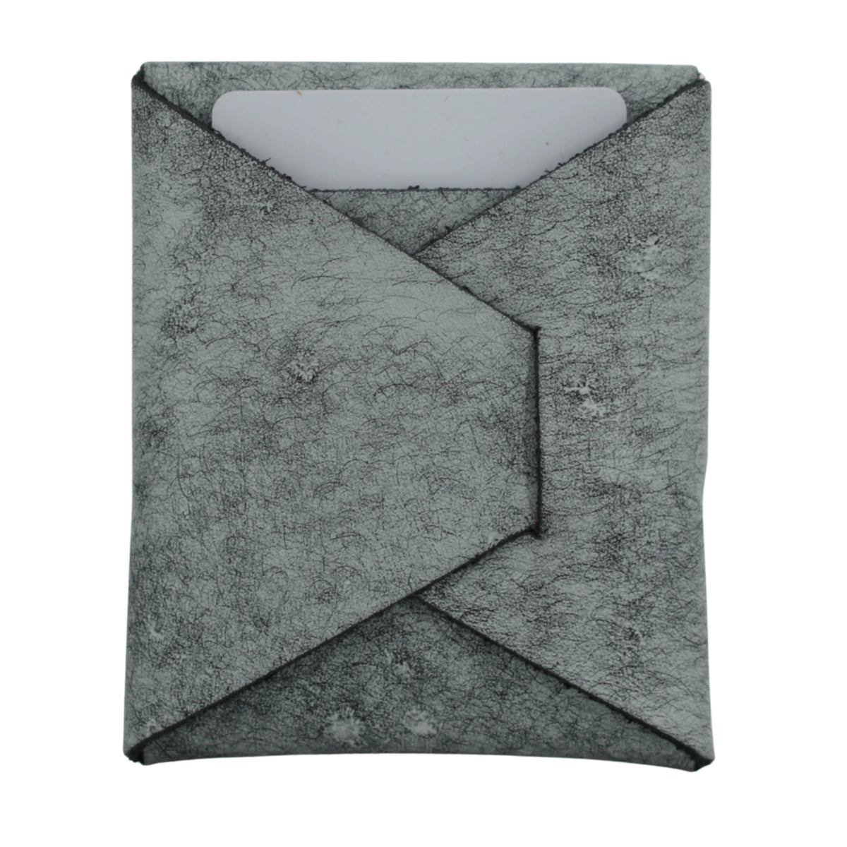 Gray felt envelope with a white interior on a white background 