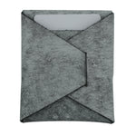 Gray felt envelope with a white interior on a white background 