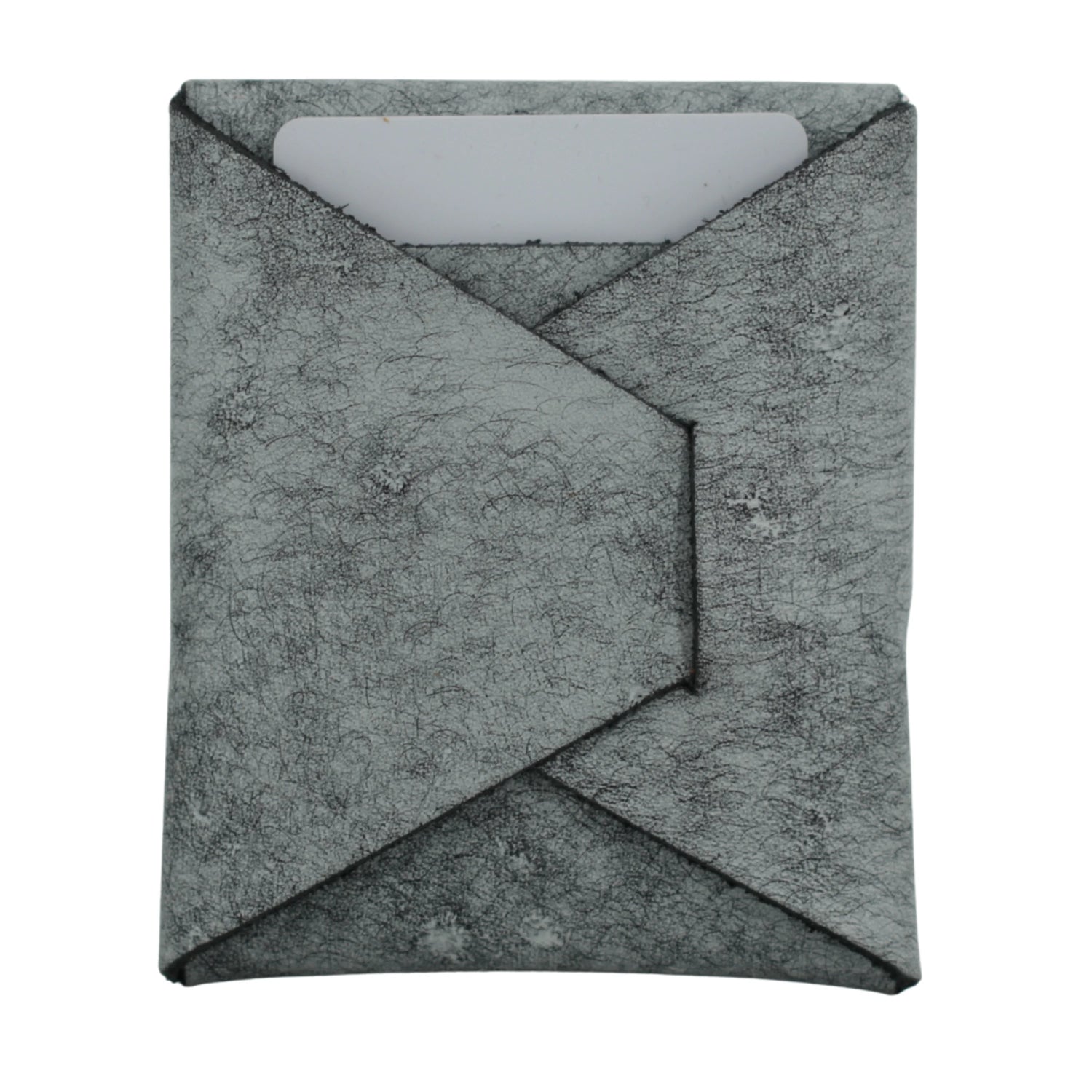 Gray felt envelope with a white interior on a white background