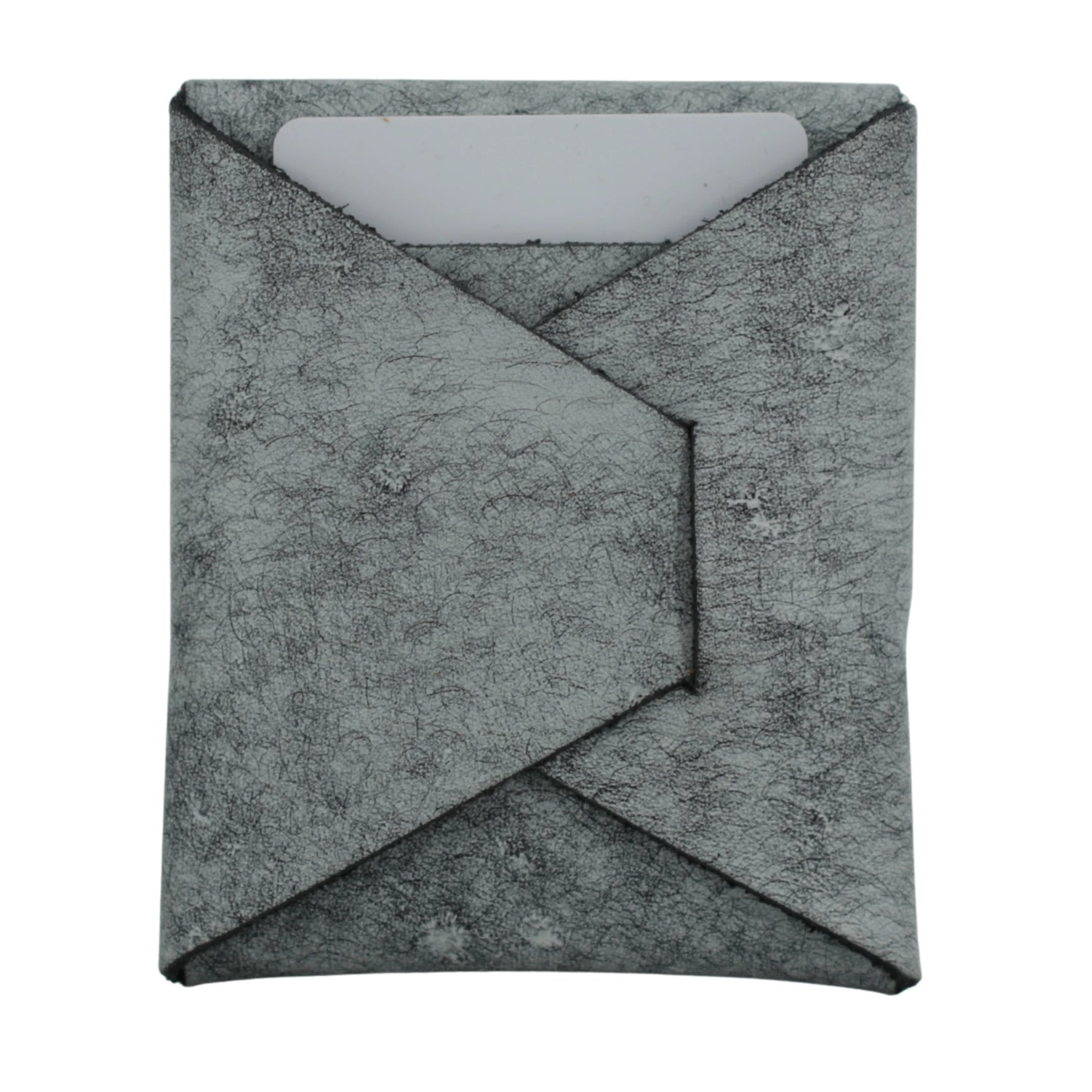Gray felt envelope with a white interior on a white background 
