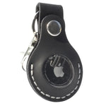 Black leather AirTag holder showcasing genuine leather for stylish protection
