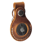 Brown leather AirTag holder for secure and stylish protection with genuine leather