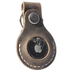 Brown leather AirTag holder in Genuine Leather AirTag Holder for stylish protection