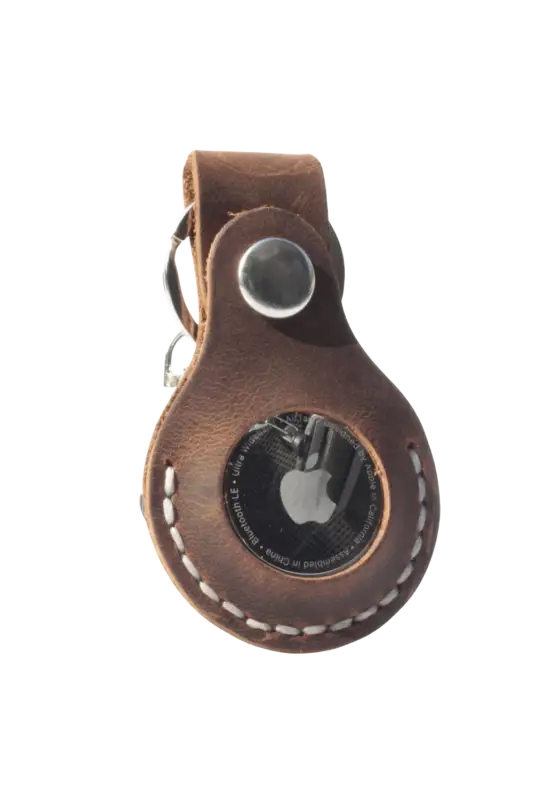 Brown leather case with Apple logo on a white background #tan
