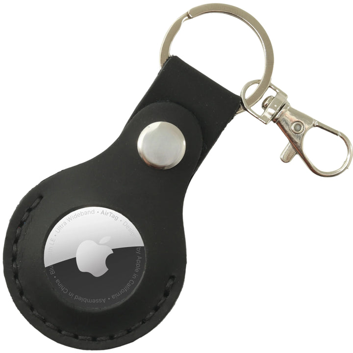 Leather AirTag Holder Keychain v1.0 — Black