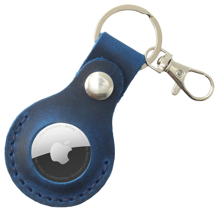 Leather AirTag Holder Keychain v1.0 — Blue