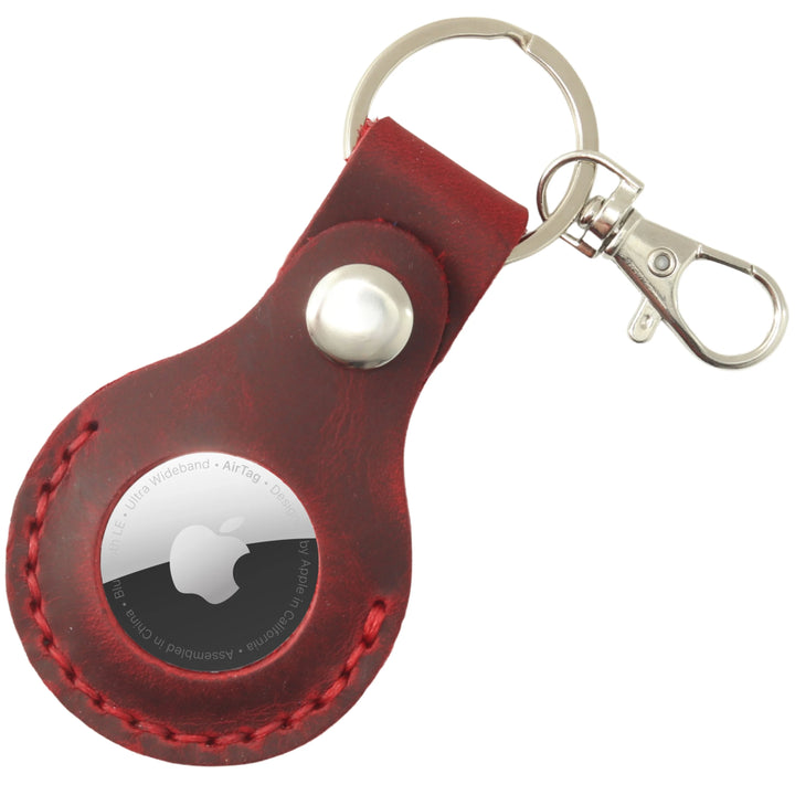 Leather AirTag Holder Keychain v1.0 — Red