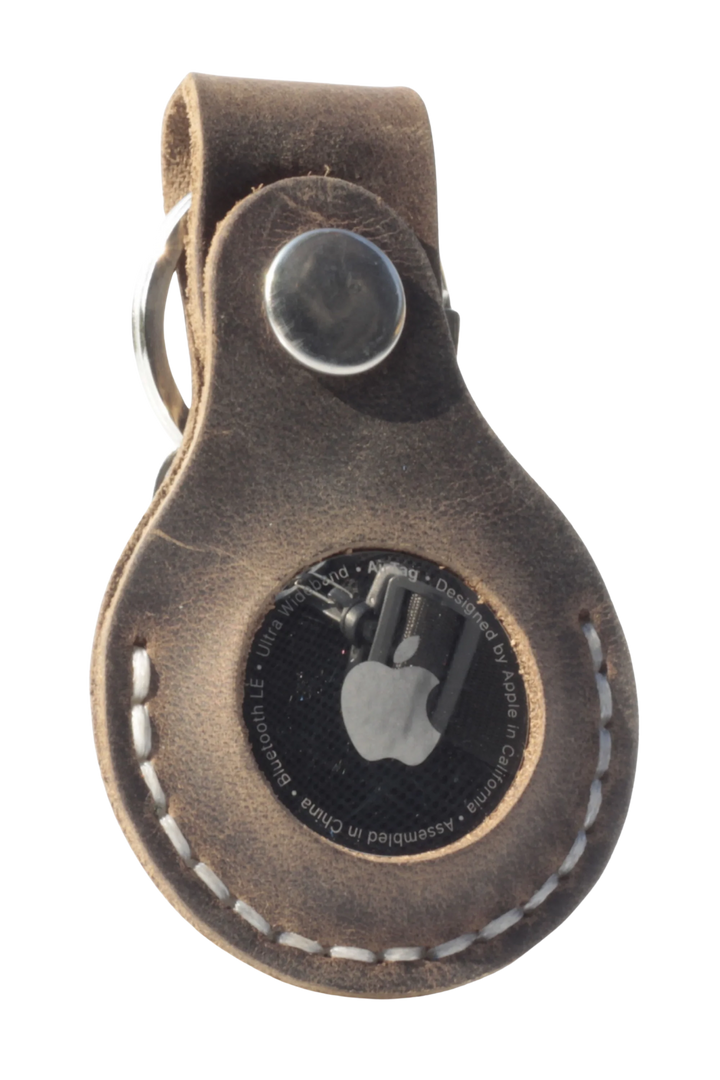 Leather AirTag Holder Keychain v1.0 — Sand
