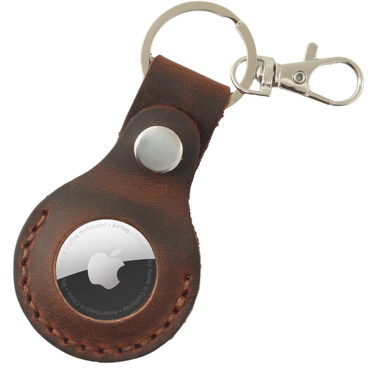 Tan leather AirTag holder keychain v1.0 #Tan