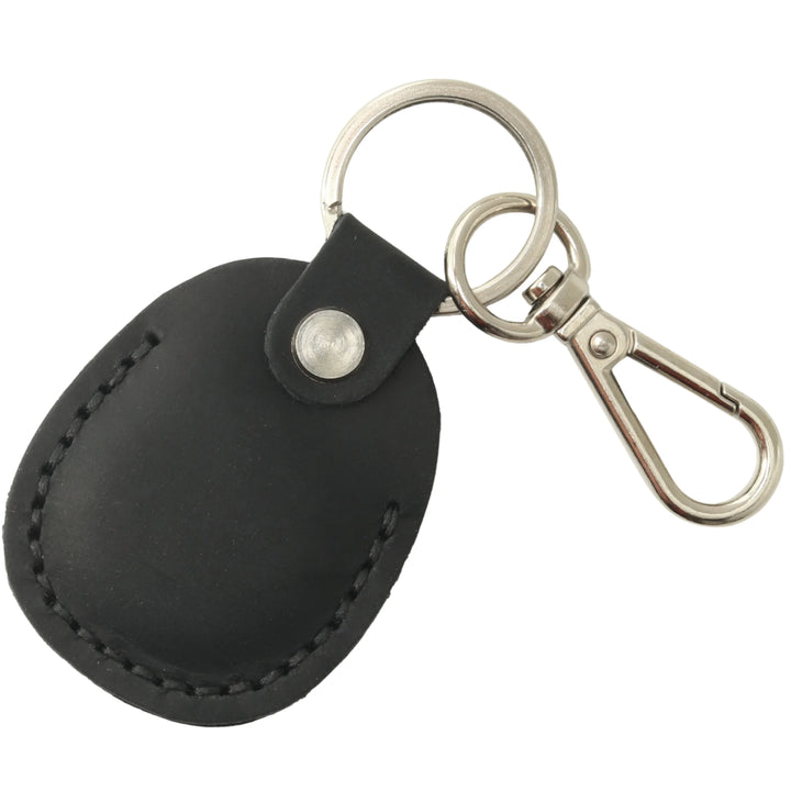 Leather AirTag Holder Keychain v2.0 — Black